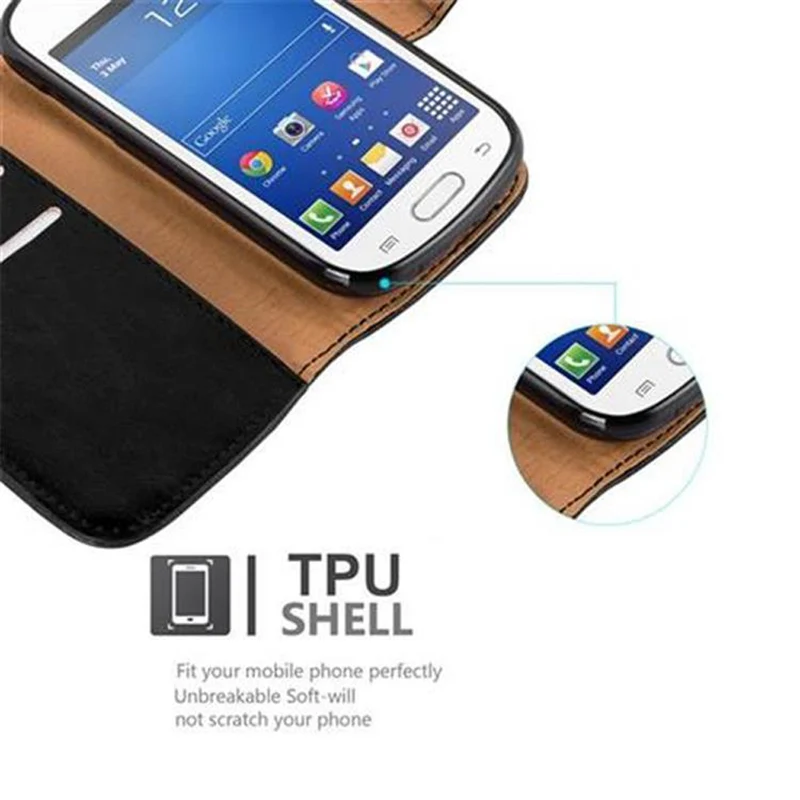 Cadorabo Hülle kompatibel mit Samsung Galaxy TREND LITE Schutzhülle mit Magnetverschluss, Standfunktion und Kartenfach