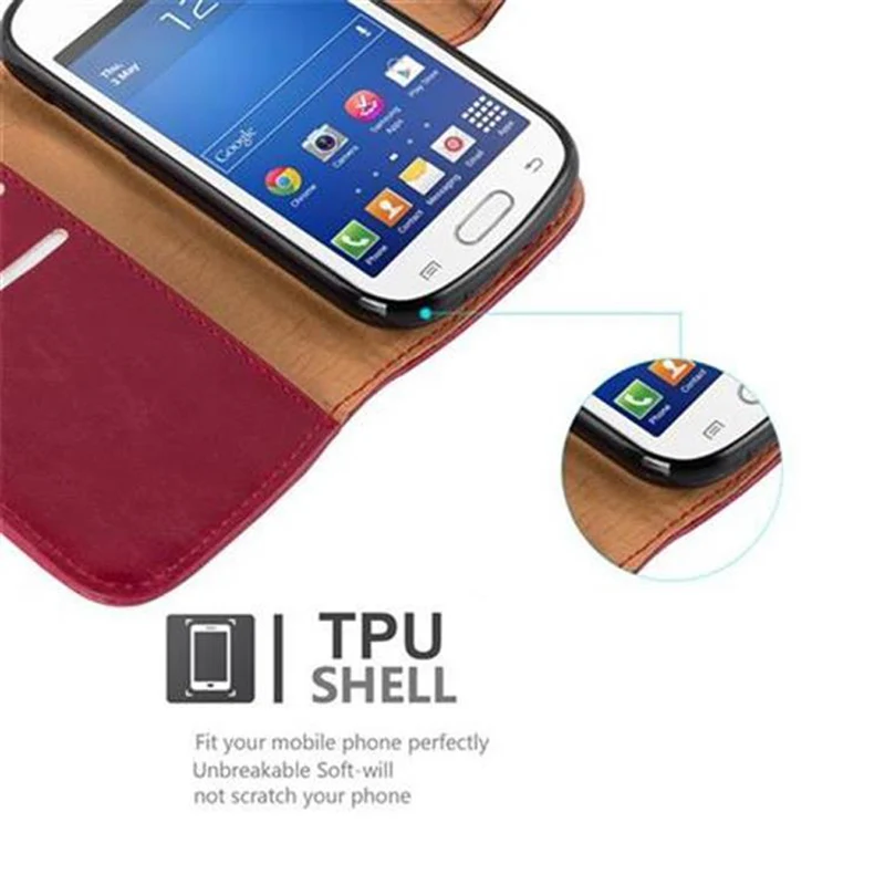 Cadorabo Hülle kompatibel mit Samsung Galaxy TREND LITE Schutzhülle mit Magnetverschluss, Standfunktion und Kartenfach