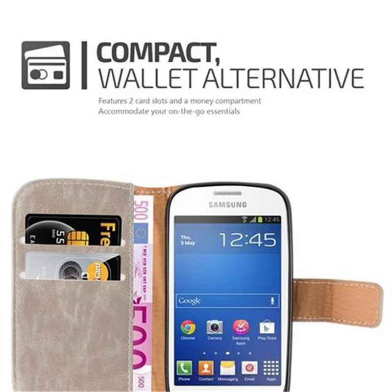 Cadorabo Hülle kompatibel mit Samsung Galaxy TREND LITE Schutzhülle mit Magnetverschluss, Standfunktion und Kartenfach