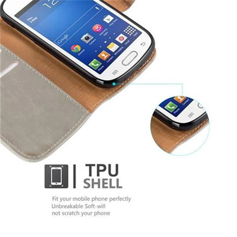 Cadorabo Hülle kompatibel mit Samsung Galaxy TREND LITE Schutzhülle mit Magnetverschluss, Standfunktion und Kartenfach