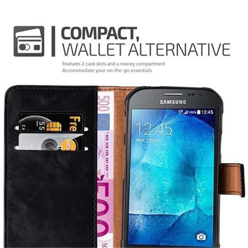 Cadorabo Hülle kompatibel mit Samsung Galaxy XCover 3 Schutzhülle mit Magnetverschluss, Standfunktion und Kartenfach