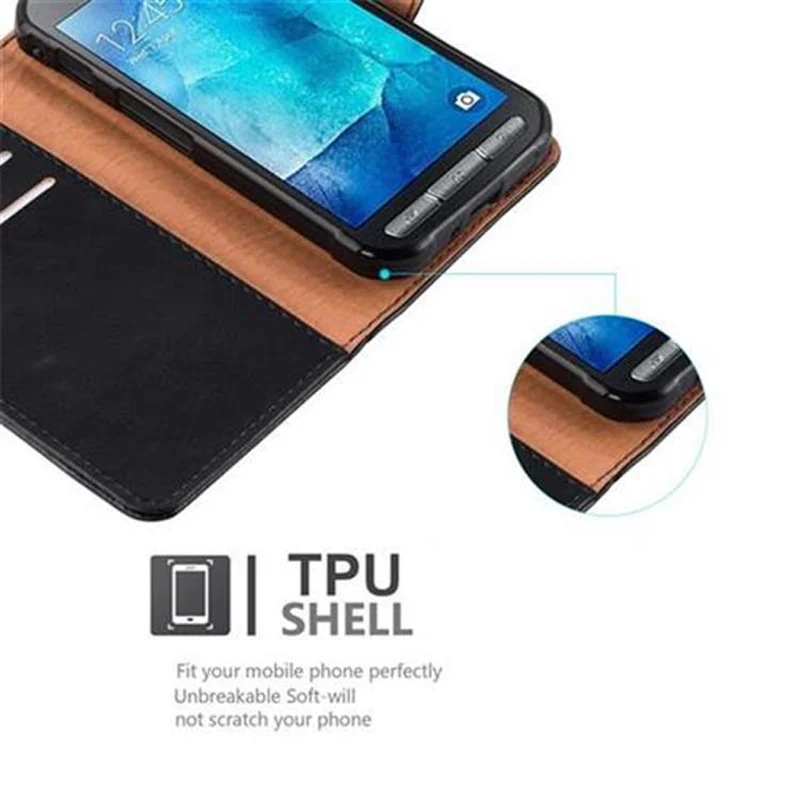 Cadorabo Hülle kompatibel mit Samsung Galaxy XCover 3 Schutzhülle mit Magnetverschluss, Standfunktion und Kartenfach