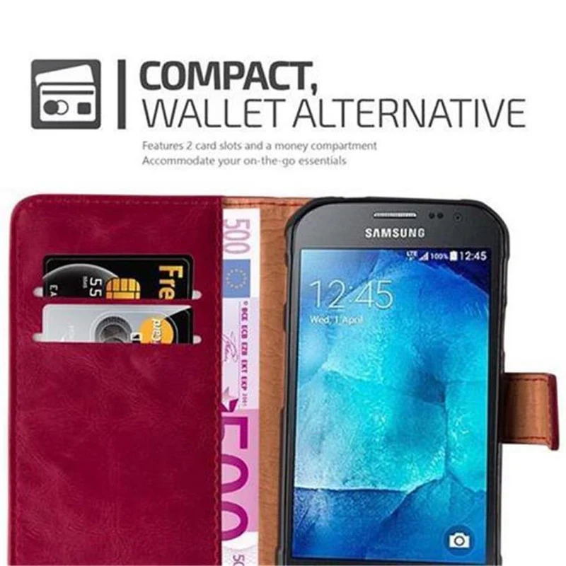 Cadorabo Hülle kompatibel mit Samsung Galaxy XCover 3 Schutzhülle mit Magnetverschluss, Standfunktion und Kartenfach