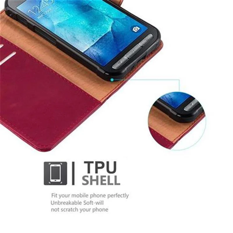 Cadorabo Hülle kompatibel mit Samsung Galaxy XCover 3 Schutzhülle mit Magnetverschluss, Standfunktion und Kartenfach