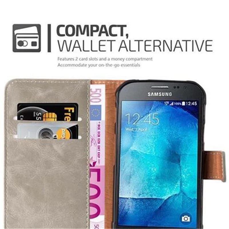 Cadorabo Hülle kompatibel mit Samsung Galaxy XCover 3 Schutzhülle mit Magnetverschluss, Standfunktion und Kartenfach