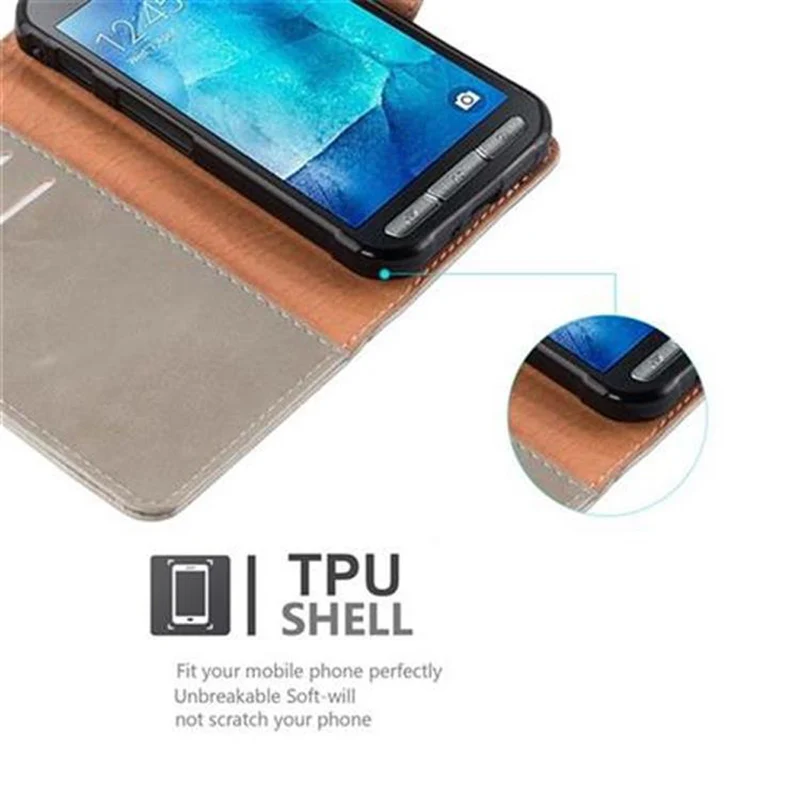 Cadorabo Hülle kompatibel mit Samsung Galaxy XCover 3 Schutzhülle mit Magnetverschluss, Standfunktion und Kartenfach