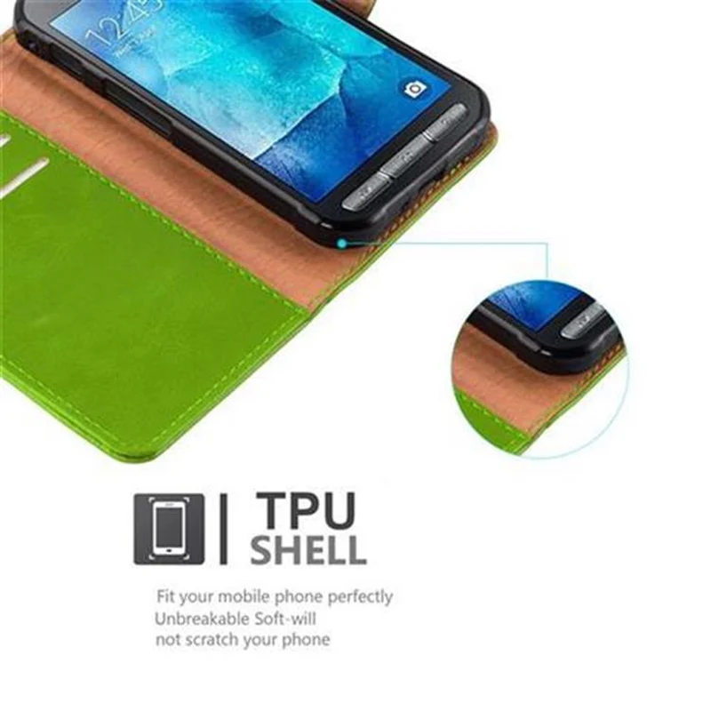 Cadorabo Hülle kompatibel mit Samsung Galaxy XCover 3 Schutzhülle mit Magnetverschluss, Standfunktion und Kartenfach