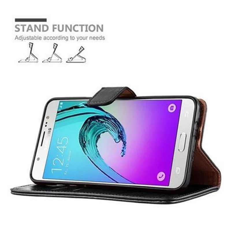 Cadorabo Hülle kompatibel mit Samsung Galaxy J5 2016 Schutzhülle mit Magnetverschluss, Standfunktion und Kartenfach