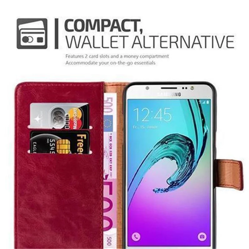 Cadorabo Hülle kompatibel mit Samsung Galaxy J5 2016 Schutzhülle mit Magnetverschluss, Standfunktion und Kartenfach