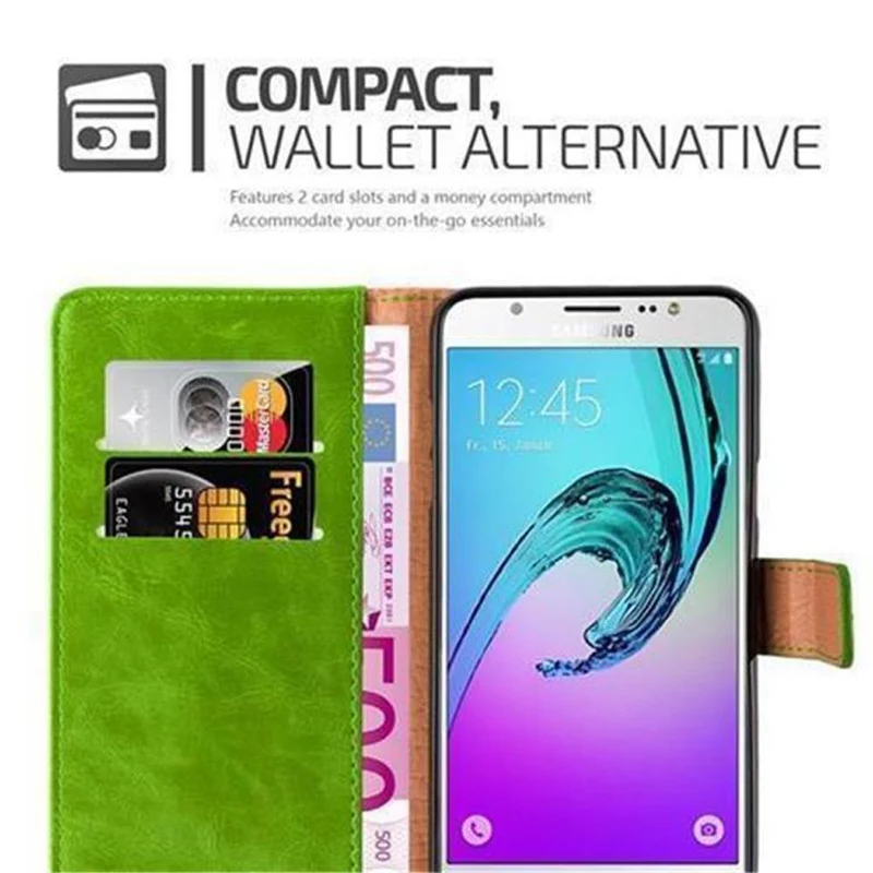 Cadorabo Hülle kompatibel mit Samsung Galaxy J5 2016 Schutzhülle mit Magnetverschluss, Standfunktion und Kartenfach