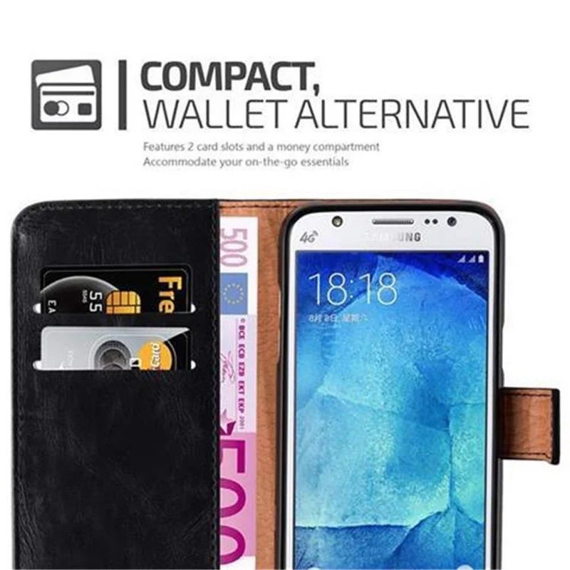 Cadorabo Hülle kompatibel mit Samsung Galaxy J5 2015 Schutzhülle mit Magnetverschluss, Standfunktion und Kartenfach