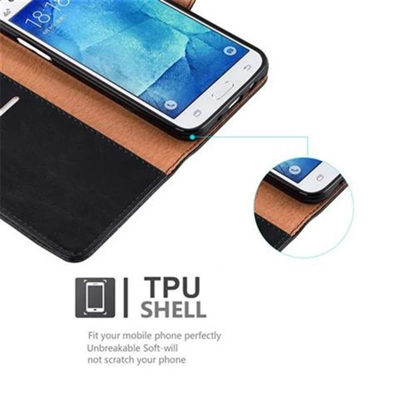 Cadorabo Hülle kompatibel mit Samsung Galaxy J5 2015 Schutzhülle mit Magnetverschluss, Standfunktion und Kartenfach