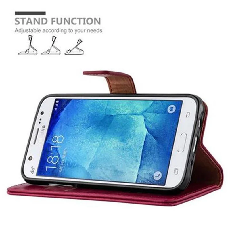 Cadorabo Hülle kompatibel mit Samsung Galaxy J5 2015 Schutzhülle mit Magnetverschluss, Standfunktion und Kartenfach