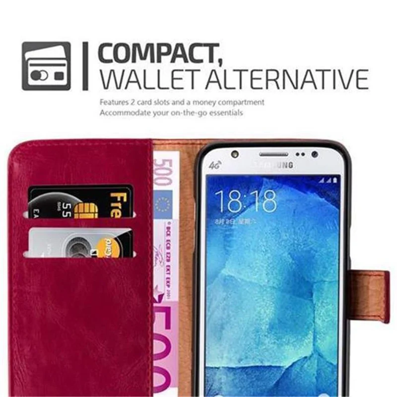 Cadorabo Hülle kompatibel mit Samsung Galaxy J5 2015 Schutzhülle mit Magnetverschluss, Standfunktion und Kartenfach