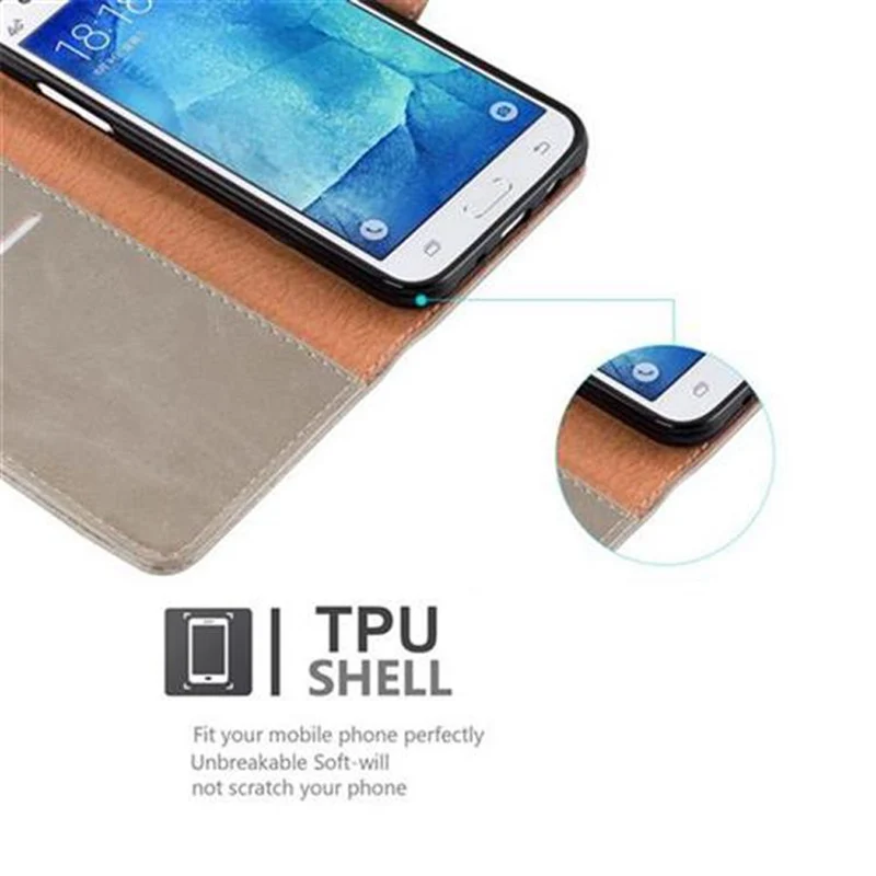 Cadorabo Hülle kompatibel mit Samsung Galaxy J5 2015 Schutzhülle mit Magnetverschluss, Standfunktion und Kartenfach