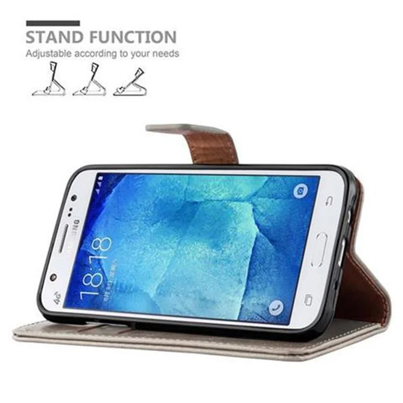 Cadorabo Hülle kompatibel mit Samsung Galaxy J5 2015 Schutzhülle mit Magnetverschluss, Standfunktion und Kartenfach