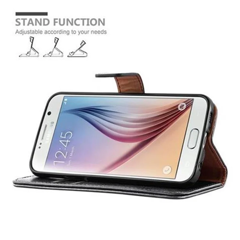 Cadorabo Hülle kompatibel mit Samsung Galaxy S6 Schutzhülle mit Magnetverschluss, Standfunktion und Kartenfach