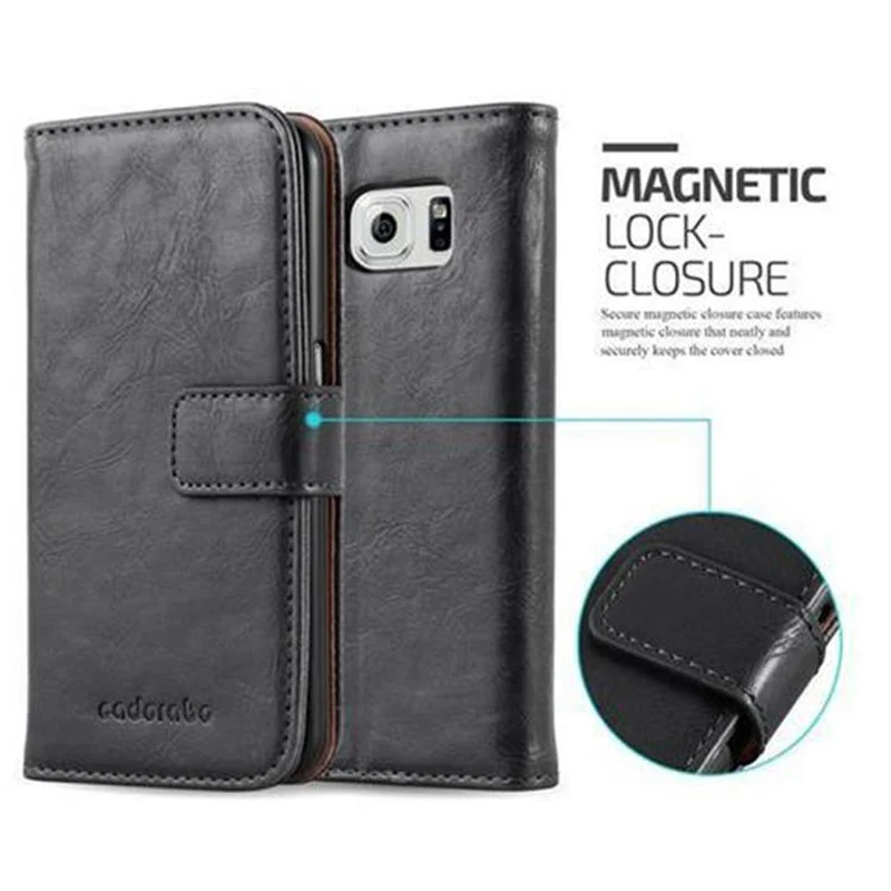 Cadorabo Hülle kompatibel mit Samsung Galaxy S6 Schutzhülle mit Magnetverschluss, Standfunktion und Kartenfach