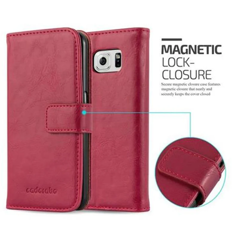 Cadorabo Hülle kompatibel mit Samsung Galaxy S6 Schutzhülle mit Magnetverschluss, Standfunktion und Kartenfach