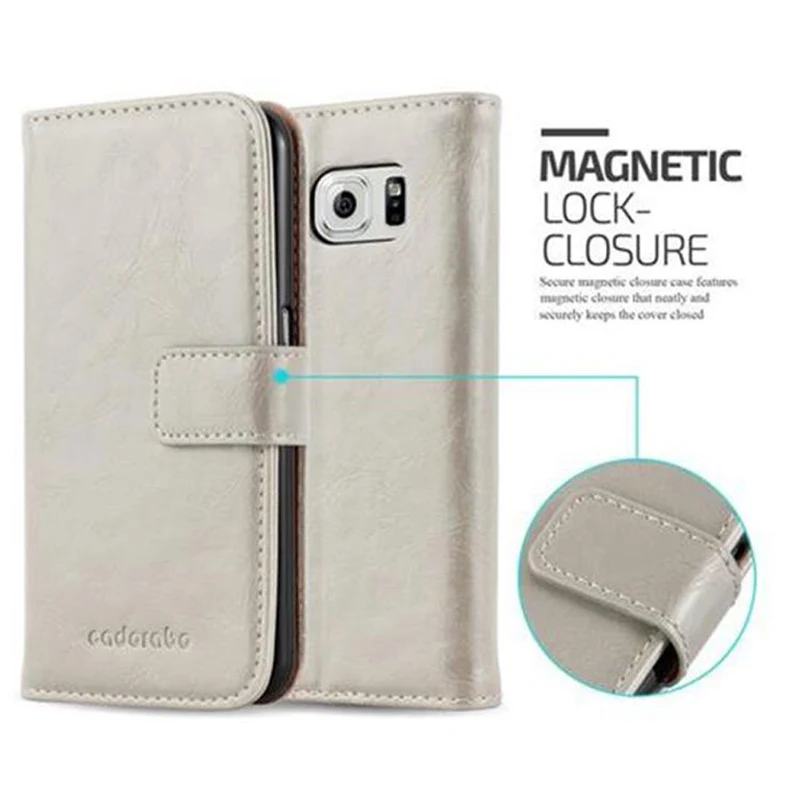 Cadorabo Hülle kompatibel mit Samsung Galaxy S6 Schutzhülle mit Magnetverschluss, Standfunktion und Kartenfach