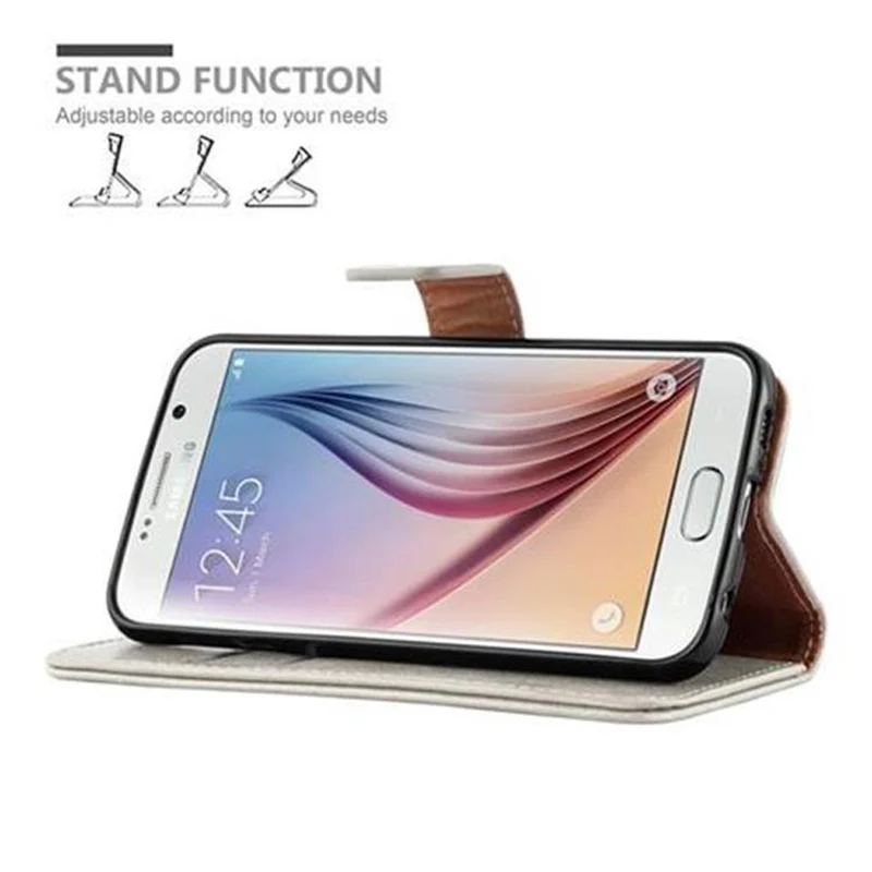 Cadorabo Hülle kompatibel mit Samsung Galaxy S6 Schutzhülle mit Magnetverschluss, Standfunktion und Kartenfach