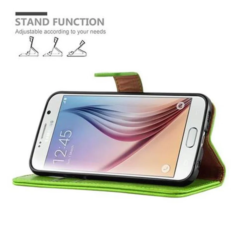 Cadorabo Hülle kompatibel mit Samsung Galaxy S6 Schutzhülle mit Magnetverschluss, Standfunktion und Kartenfach