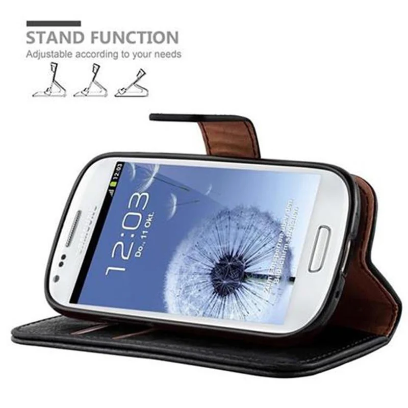 Cadorabo Hülle kompatibel mit Samsung Galaxy S3 MINI Schutzhülle mit Magnetverschluss, Standfunktion und Kartenfach
