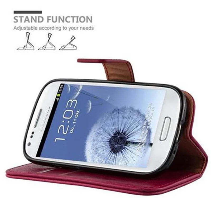 Cadorabo Hülle kompatibel mit Samsung Galaxy S3 MINI Schutzhülle mit Magnetverschluss, Standfunktion und Kartenfach