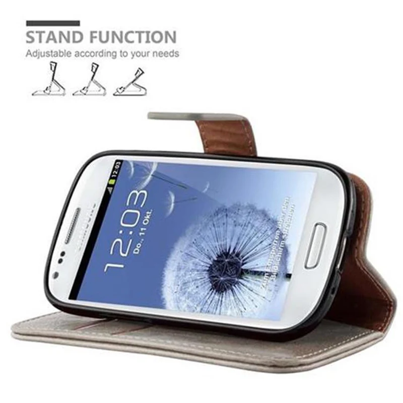Cadorabo Hülle kompatibel mit Samsung Galaxy S3 MINI Schutzhülle mit Magnetverschluss, Standfunktion und Kartenfach