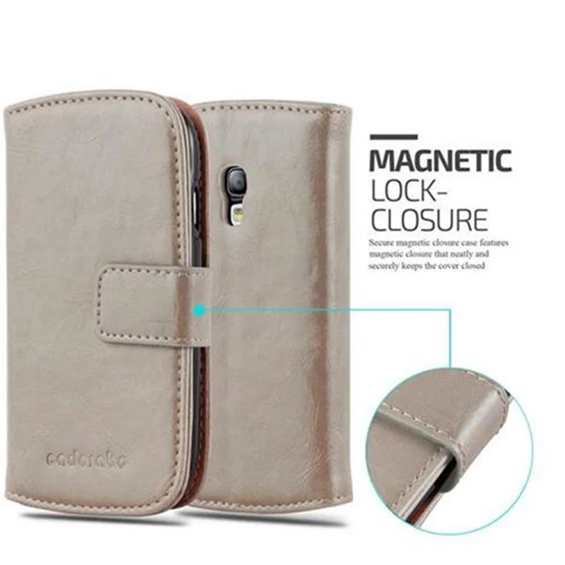 Cadorabo Hülle kompatibel mit Samsung Galaxy S3 MINI Schutzhülle mit Magnetverschluss, Standfunktion und Kartenfach