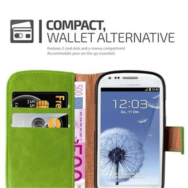 Cadorabo Hülle kompatibel mit Samsung Galaxy S3 MINI Schutzhülle mit Magnetverschluss, Standfunktion und Kartenfach