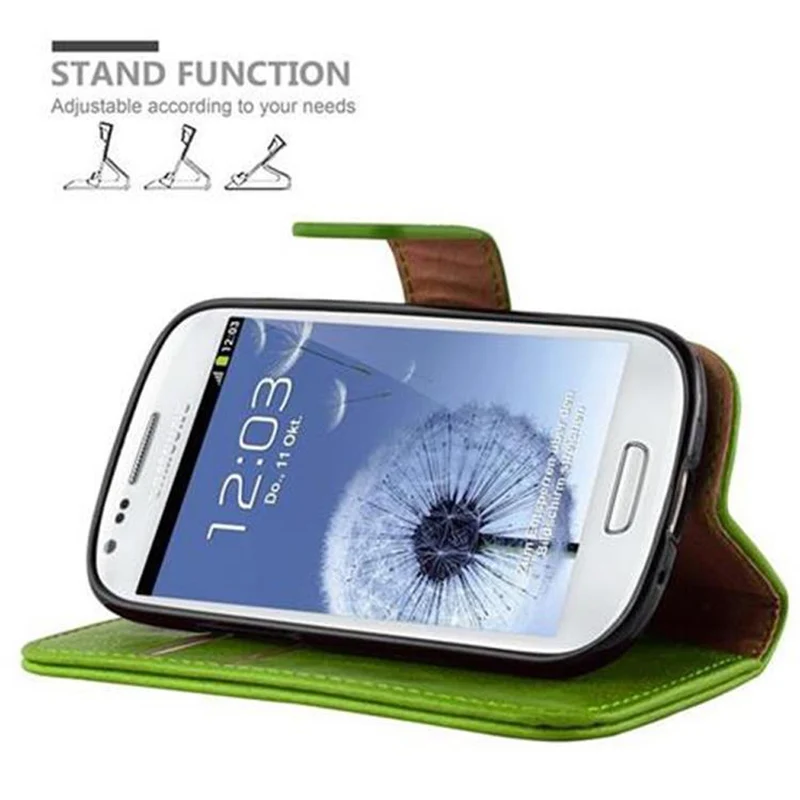 Cadorabo Hülle kompatibel mit Samsung Galaxy S3 MINI Schutzhülle mit Magnetverschluss, Standfunktion und Kartenfach