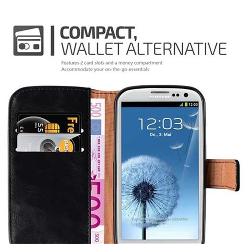 Cadorabo Hülle kompatibel mit Samsung Galaxy S3 / S3 NEO Schutzhülle mit Magnetverschluss, Standfunktion und Kartenfach