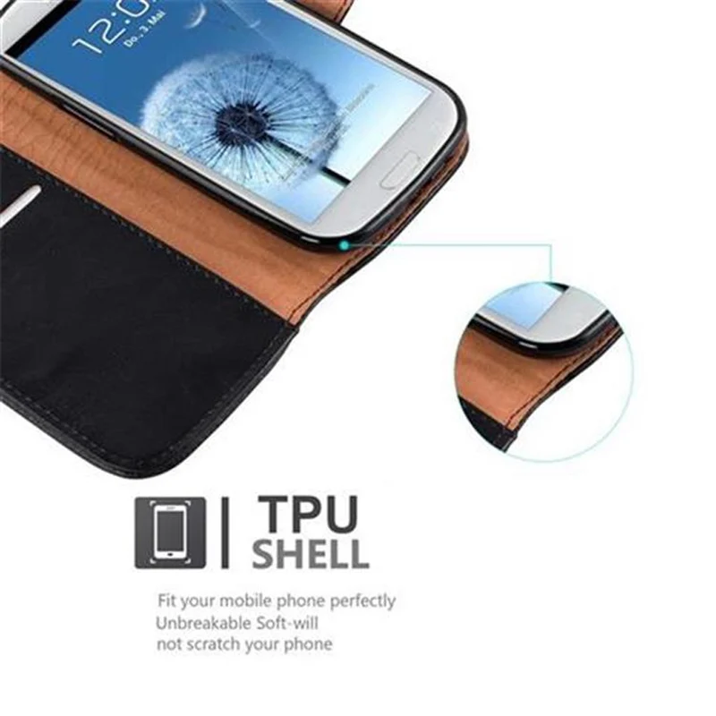 Cadorabo Hülle kompatibel mit Samsung Galaxy S3 / S3 NEO Schutzhülle mit Magnetverschluss, Standfunktion und Kartenfach