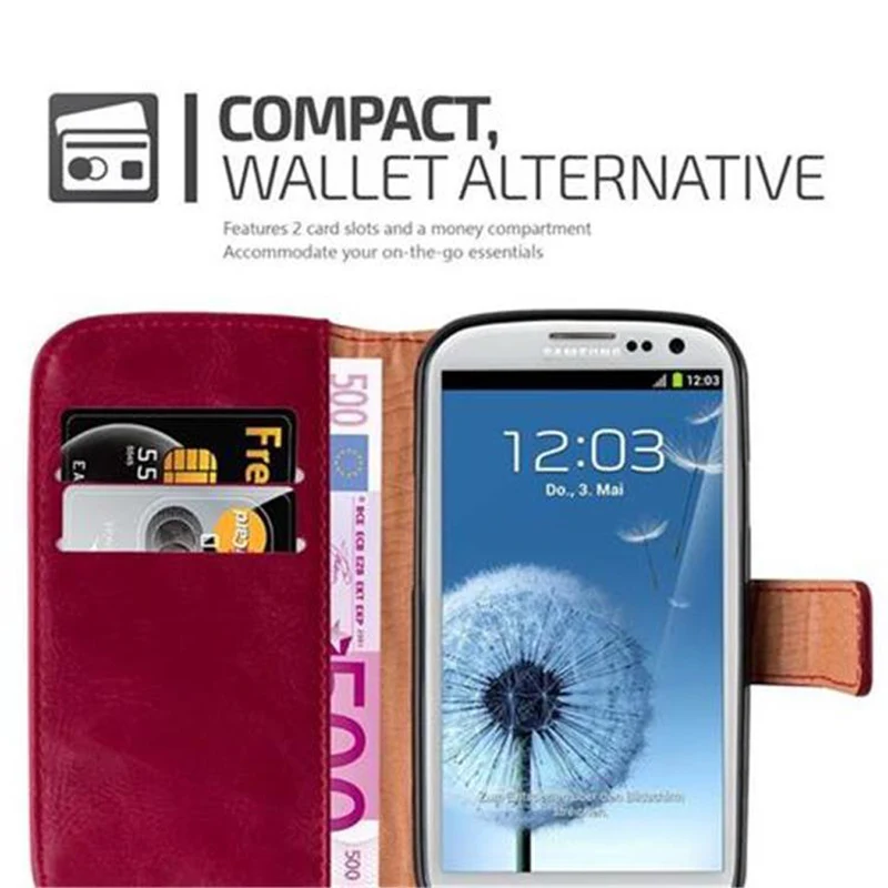 Cadorabo Hülle kompatibel mit Samsung Galaxy S3 / S3 NEO Schutzhülle mit Magnetverschluss, Standfunktion und Kartenfach
