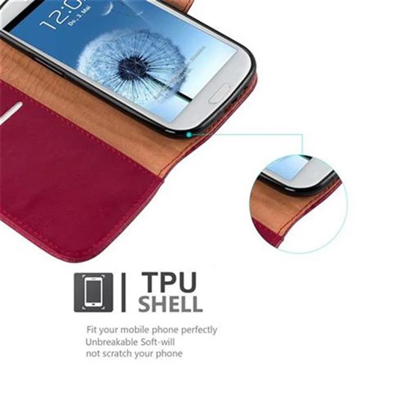 Cadorabo Hülle kompatibel mit Samsung Galaxy S3 / S3 NEO Schutzhülle mit Magnetverschluss, Standfunktion und Kartenfach