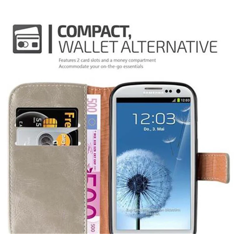 Cadorabo Hülle kompatibel mit Samsung Galaxy S3 / S3 NEO Schutzhülle mit Magnetverschluss, Standfunktion und Kartenfach