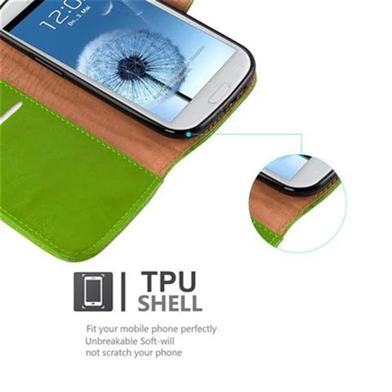 Cadorabo Hülle kompatibel mit Samsung Galaxy S3 / S3 NEO Schutzhülle mit Magnetverschluss, Standfunktion und Kartenfach