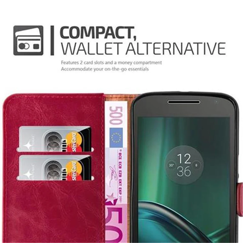 Cadorabo Hülle kompatibel mit Motorola MOTO G4 / G4 PLUS Schutzhülle mit Magnetverschluss, Standfunktion und Kartenfach