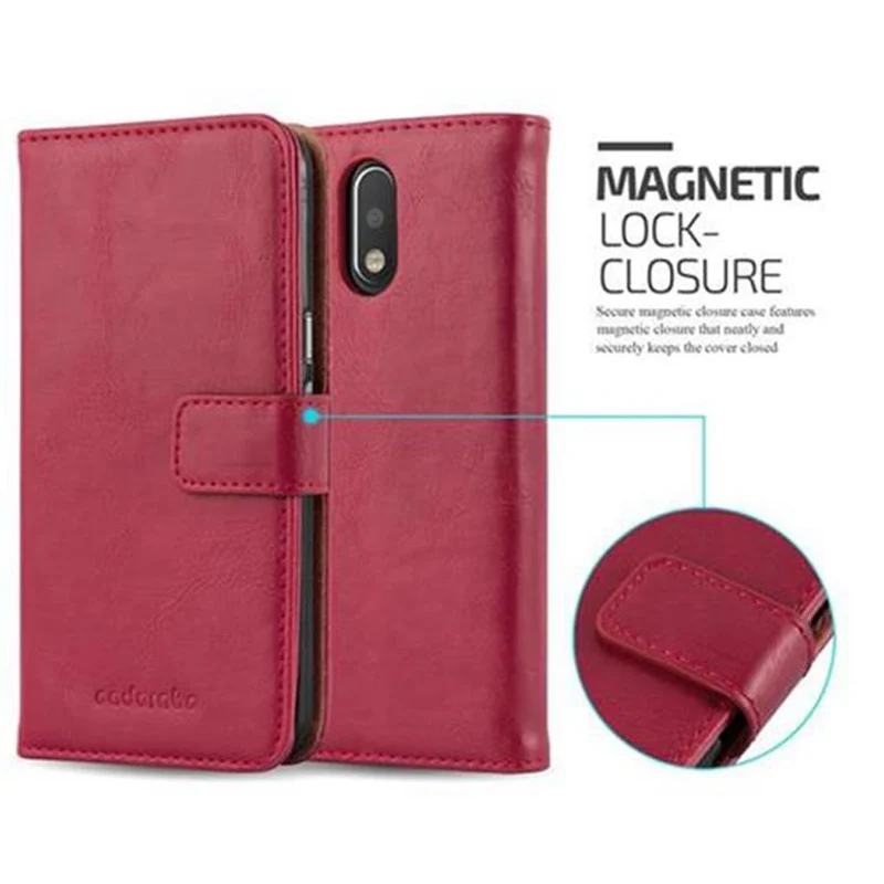 Cadorabo Hülle kompatibel mit Motorola MOTO G4 / G4 PLUS Schutzhülle mit Magnetverschluss, Standfunktion und Kartenfach