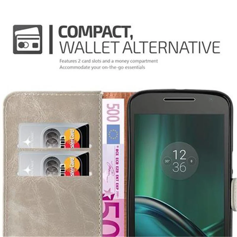 Cadorabo Hülle kompatibel mit Motorola MOTO G4 / G4 PLUS Schutzhülle mit Magnetverschluss, Standfunktion und Kartenfach