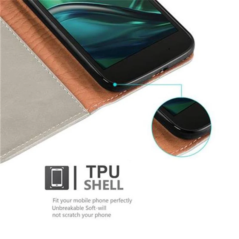 Cadorabo Hülle kompatibel mit Motorola MOTO G4 / G4 PLUS Schutzhülle mit Magnetverschluss, Standfunktion und Kartenfach