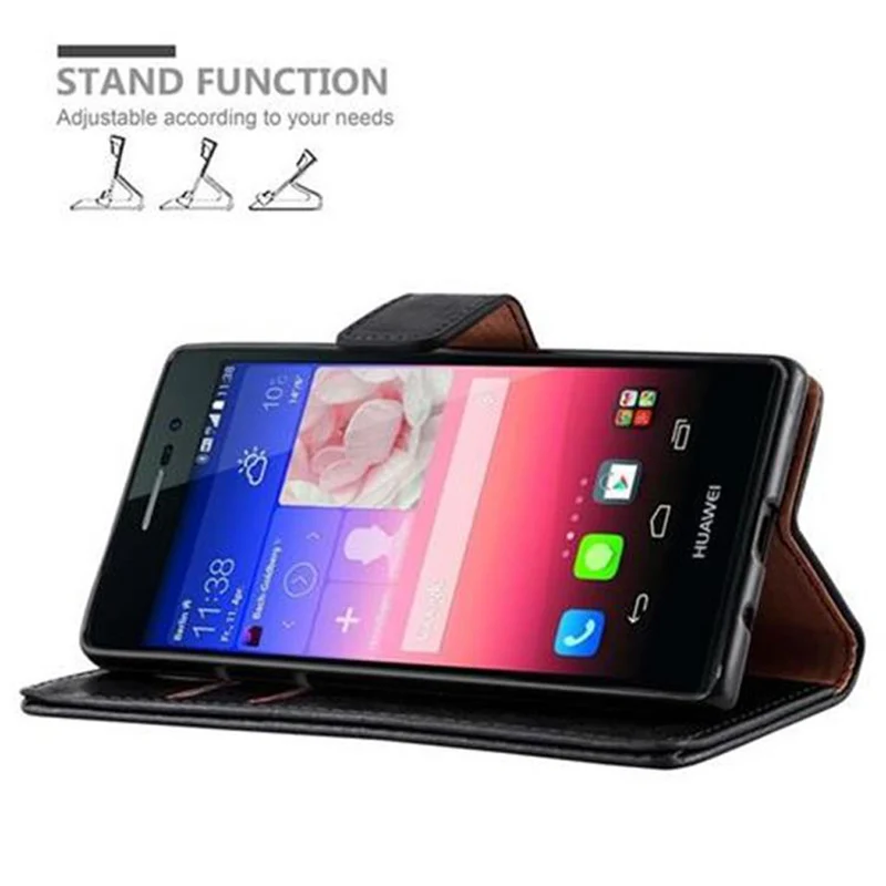 Cadorabo Hülle kompatibel mit Huawei ASCEND P7 Schutzhülle mit Magnetverschluss, Standfunktion und Kartenfach