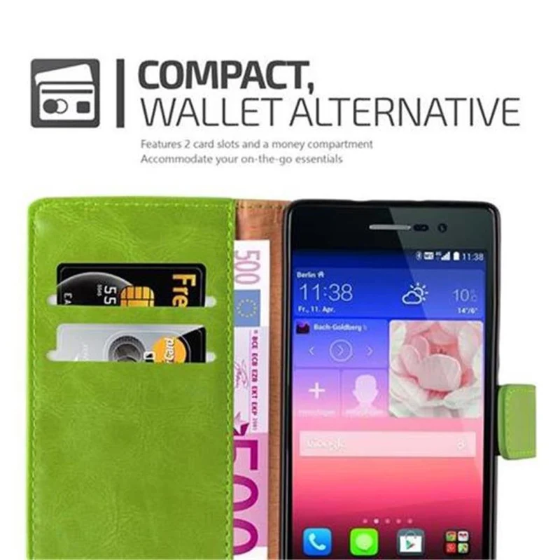 Cadorabo Hülle kompatibel mit Huawei ASCEND P7 Schutzhülle mit Magnetverschluss, Standfunktion und Kartenfach
