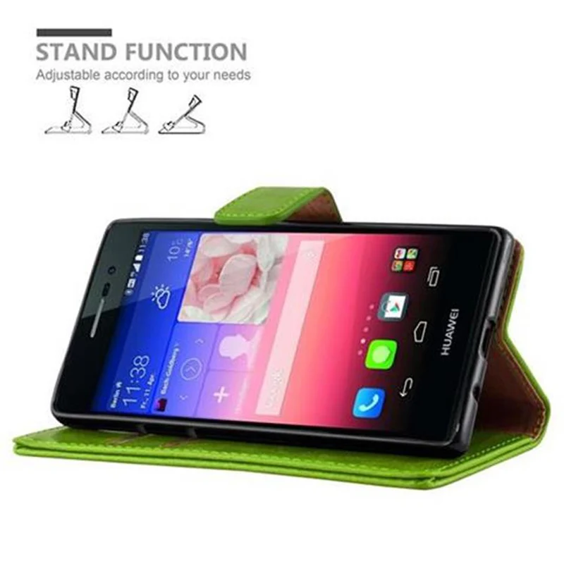 Cadorabo Hülle kompatibel mit Huawei ASCEND P7 Schutzhülle mit Magnetverschluss, Standfunktion und Kartenfach