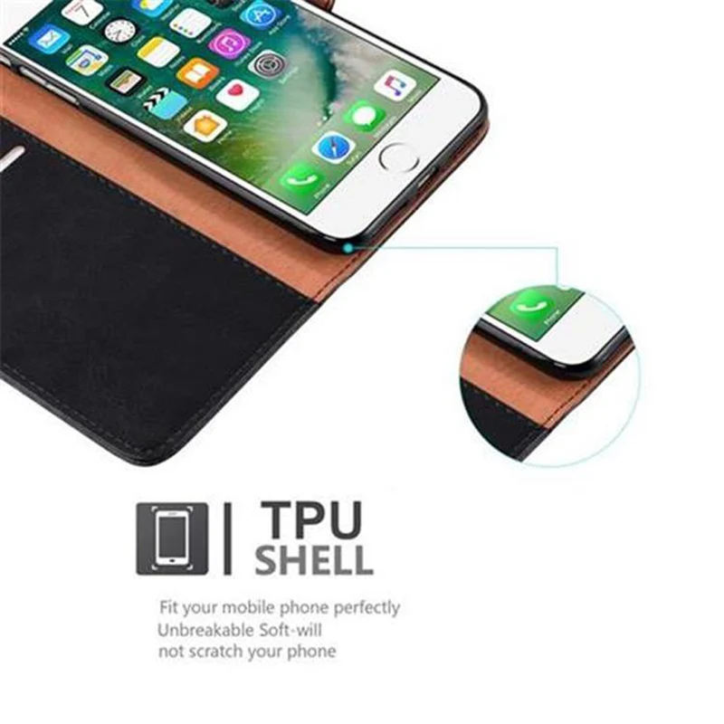 Cadorabo Hülle kompatibel mit Apple iPhone 7 PLUS / 7S PLUS / 8 PLUS Schutzhülle mit Magnetverschluss, Standfunktion und Kartenfach