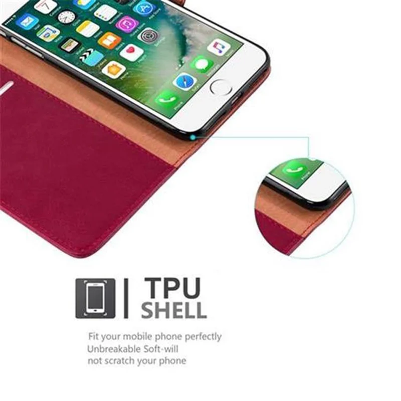Cadorabo Hülle kompatibel mit Apple iPhone 7 PLUS / 7S PLUS / 8 PLUS Schutzhülle mit Magnetverschluss, Standfunktion und Kartenfach