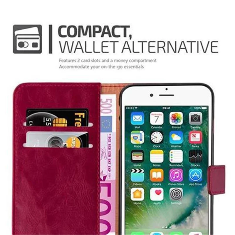 Cadorabo Hülle kompatibel mit Apple iPhone 7 PLUS / 7S PLUS / 8 PLUS Schutzhülle mit Magnetverschluss, Standfunktion und Kartenfach