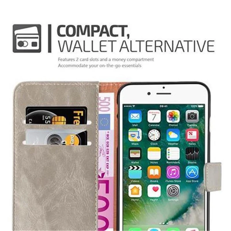 Cadorabo Hülle kompatibel mit Apple iPhone 7 PLUS / 7S PLUS / 8 PLUS Schutzhülle mit Magnetverschluss, Standfunktion und Kartenfach