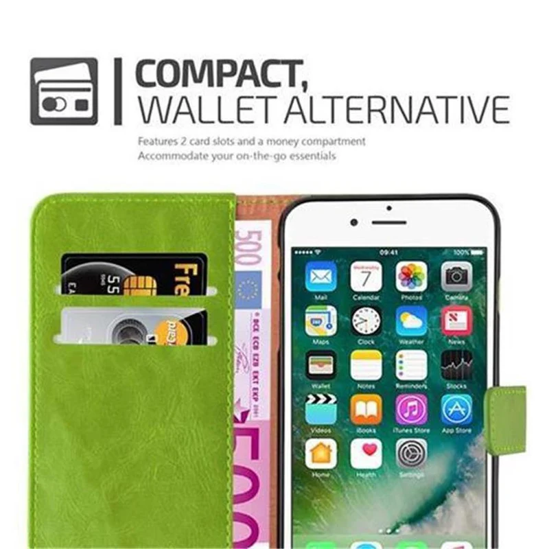 Cadorabo Hülle kompatibel mit Apple iPhone 7 PLUS / 7S PLUS / 8 PLUS Schutzhülle mit Magnetverschluss, Standfunktion und Kartenfach